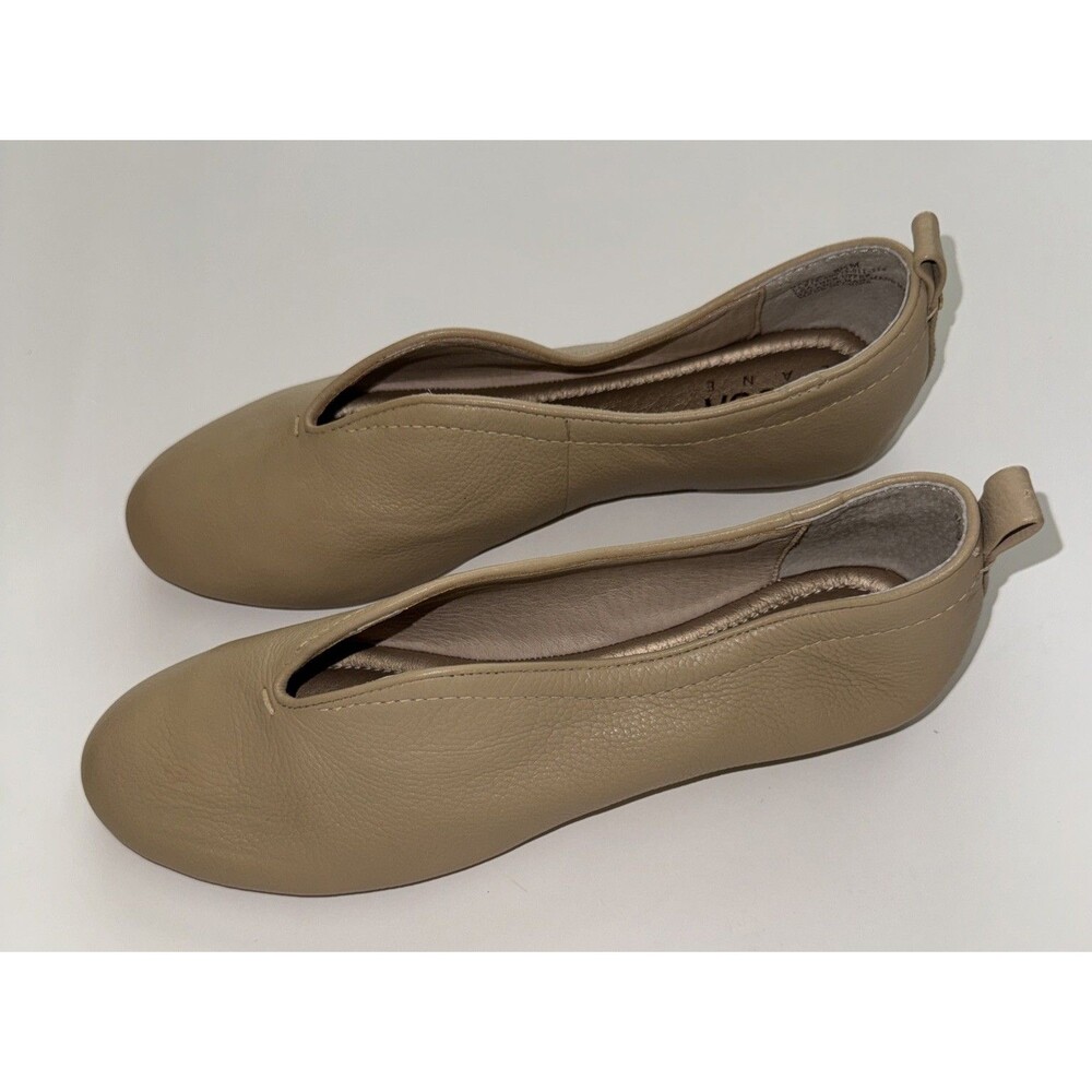Women's Taupe Slip-On Leather Flats - Picture 2 of 7